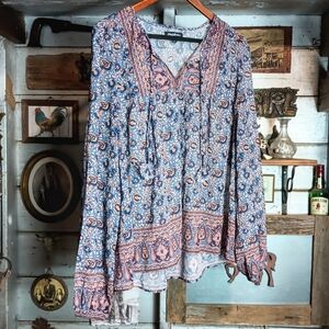 Bohemian Blue Paisley Blouse